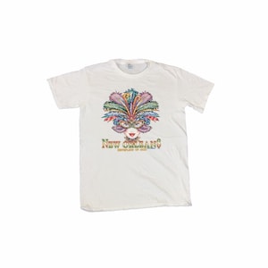 Vintage 90s New Orleans multicoloured feather head dress USA Souvenir white single stitch t shirt size small