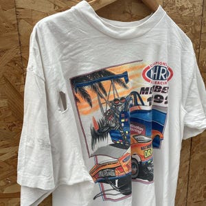 Vintage Thrashed NHRA Drag Racing Member 1992 T-Shirt XXL White Delta USA image 3