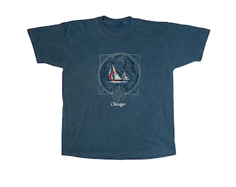 Vintage 90s faded blue embroidered Chicago single stitch t-shirt size large