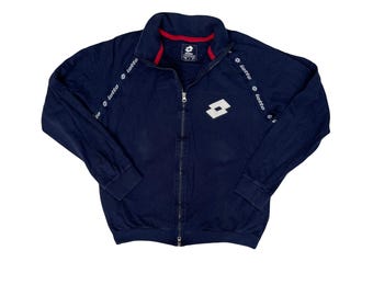 Vintage Y2K Lotto Men's Size L Navy Blue Zip-up Track Jacket