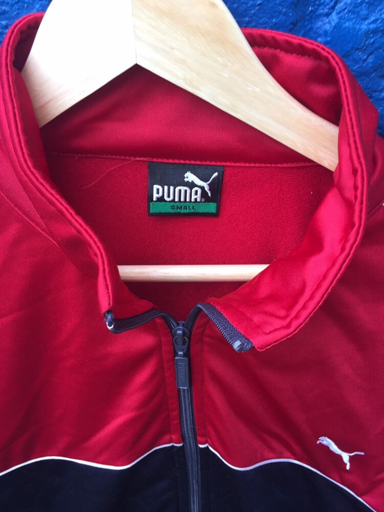 Vintage 90s Puma Red and Navy Satin Track Top Retro Old School - Etsy