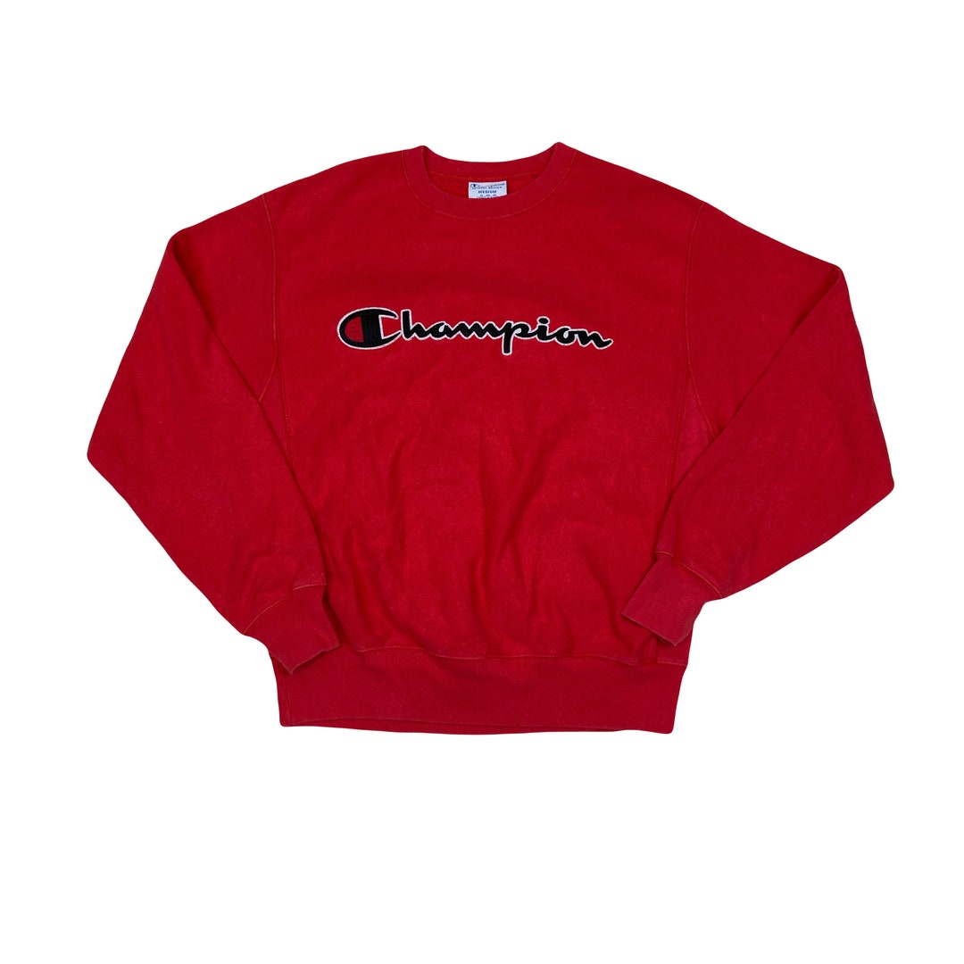 Vintage jaren '90 Champion USA omgekeerd geweven zwaargewicht rood