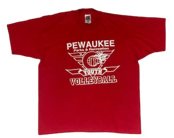 Vtg 90s Champion USA Volleyball T-shirt Red M Single Stitch Made