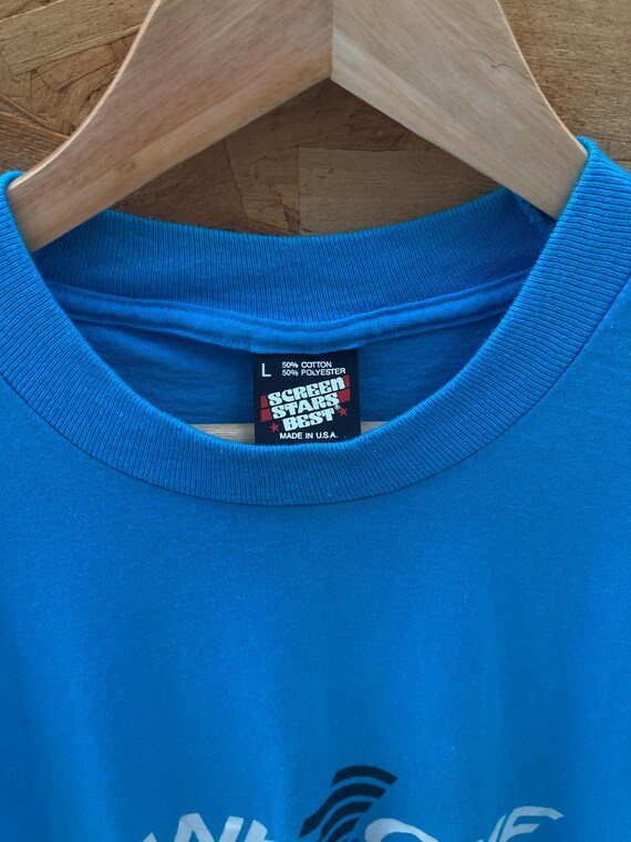 Vintage 90s Bank One Souvenir Vibrant Blue Single Stitch T-shirt