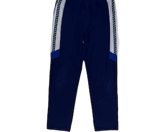 Vintage 90s Asics Velour Track Pants Size 52 Navy Blue White Mens