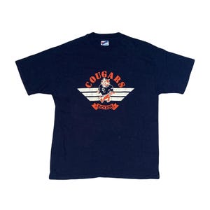 Vintage 90s Dickson Cougars navy blue single stitch t-shirt size large by Hanes