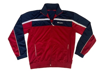 Vintage 90s Champion red black track suit zip top B-Boy size medium