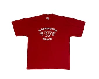 Vintage 90s Single Stitch Washington Track T-Shirt Red Size XL by Murina