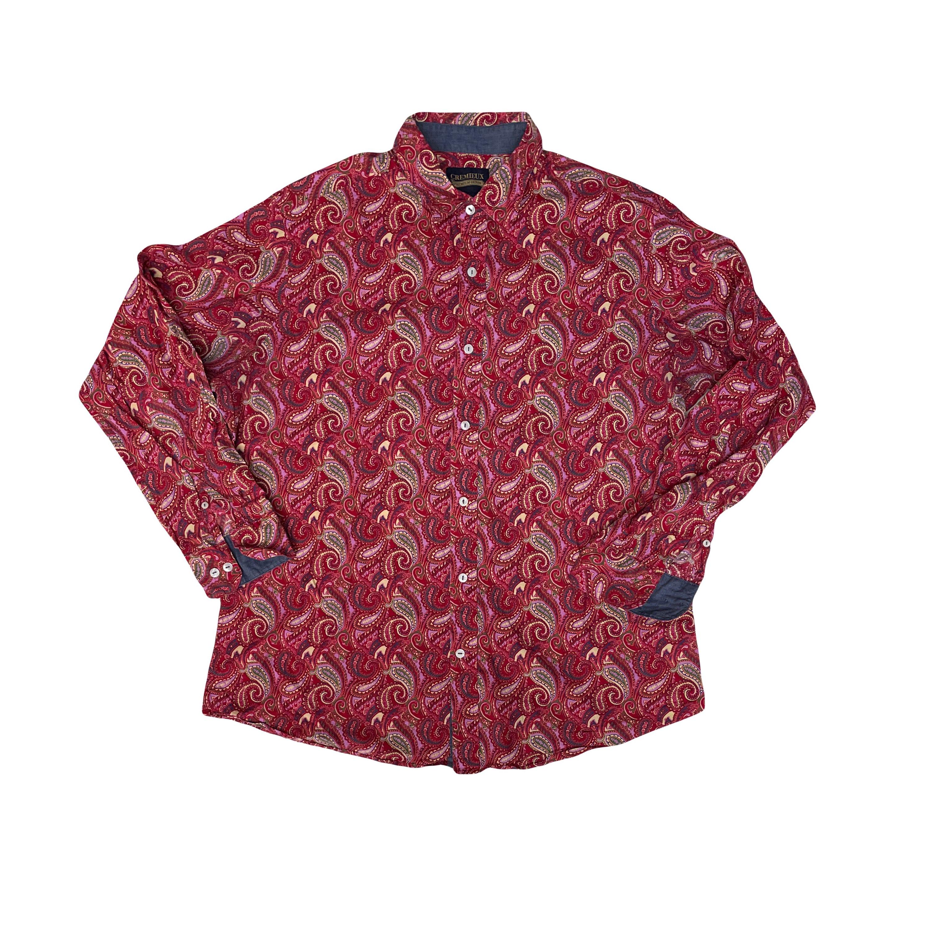 Vintage Y2k Cremieux XL Red Paisley Long Sleeve Button Down Crazy Ugly Shirt