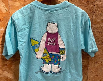 Vintage 90s Oneita Power T Shirt L San Diego Party Animal Graphic