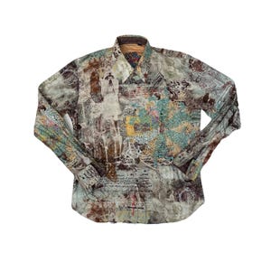 Chemise Homme Robert Graham – Taille 3XL – Multicolore Rayée Avec Broderies – Occasion Très Bon état – Fabriquée En Inde