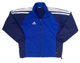 Vintage Adidas Track Jacket Size S Gray Blue Made in