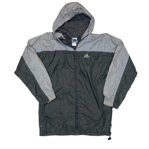 Vintage 90s Adidas Two Tone Grey Fleece Lined Windbreaker