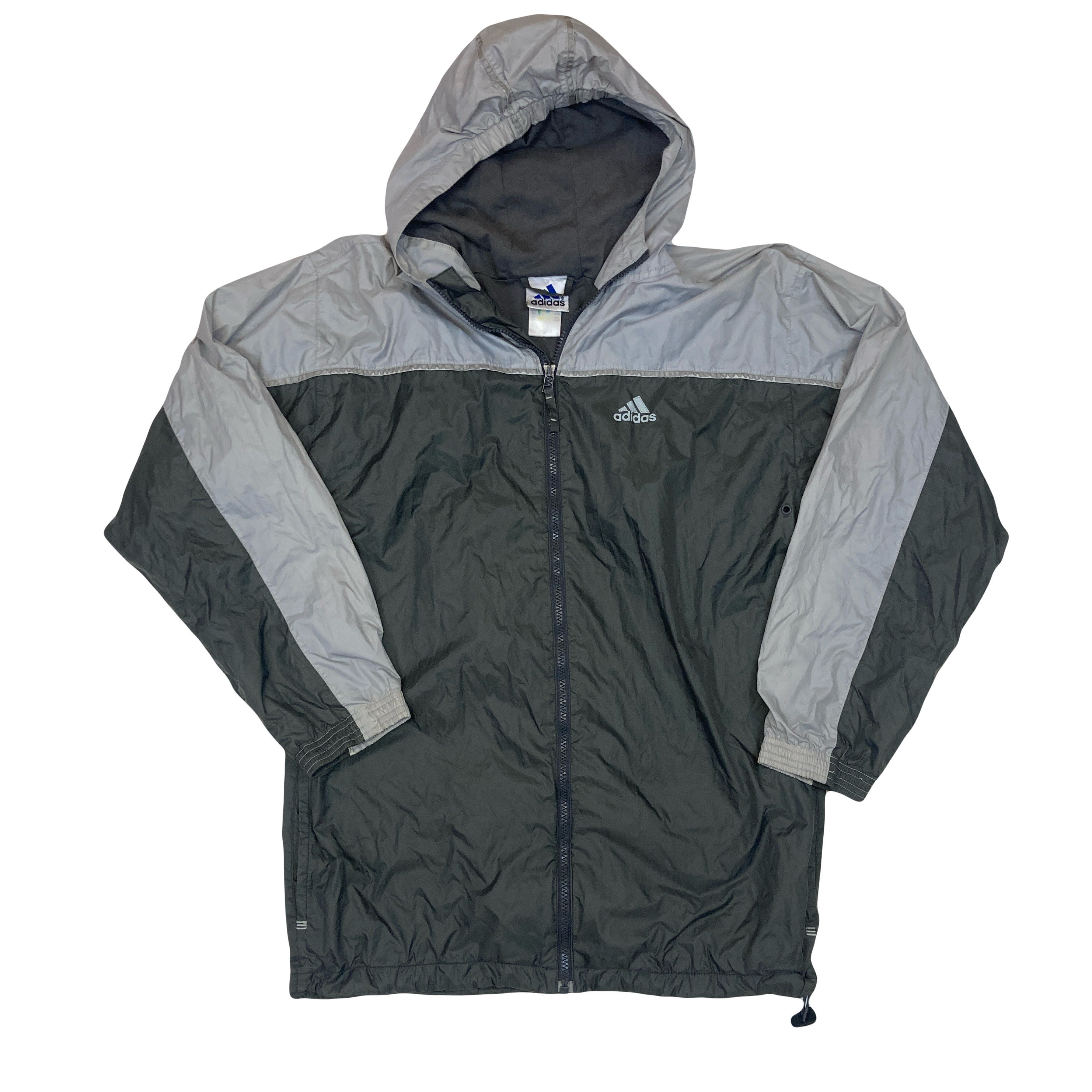Vintage 90s Adidas Two Tone Grey Fleece Lined Windbreaker