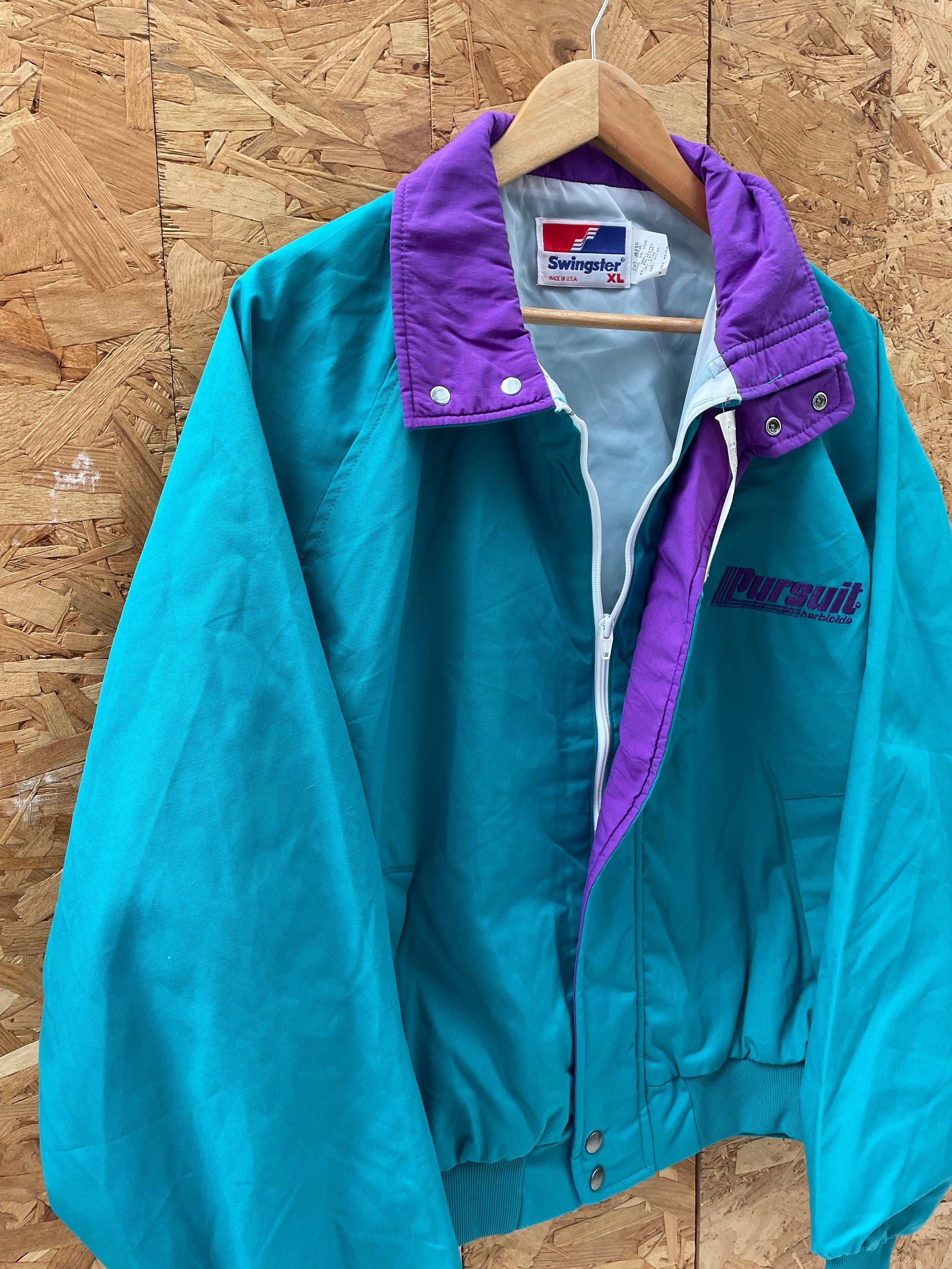 Vintage 90s Swingster Pursuit Jacket Teal Purple XL Retro