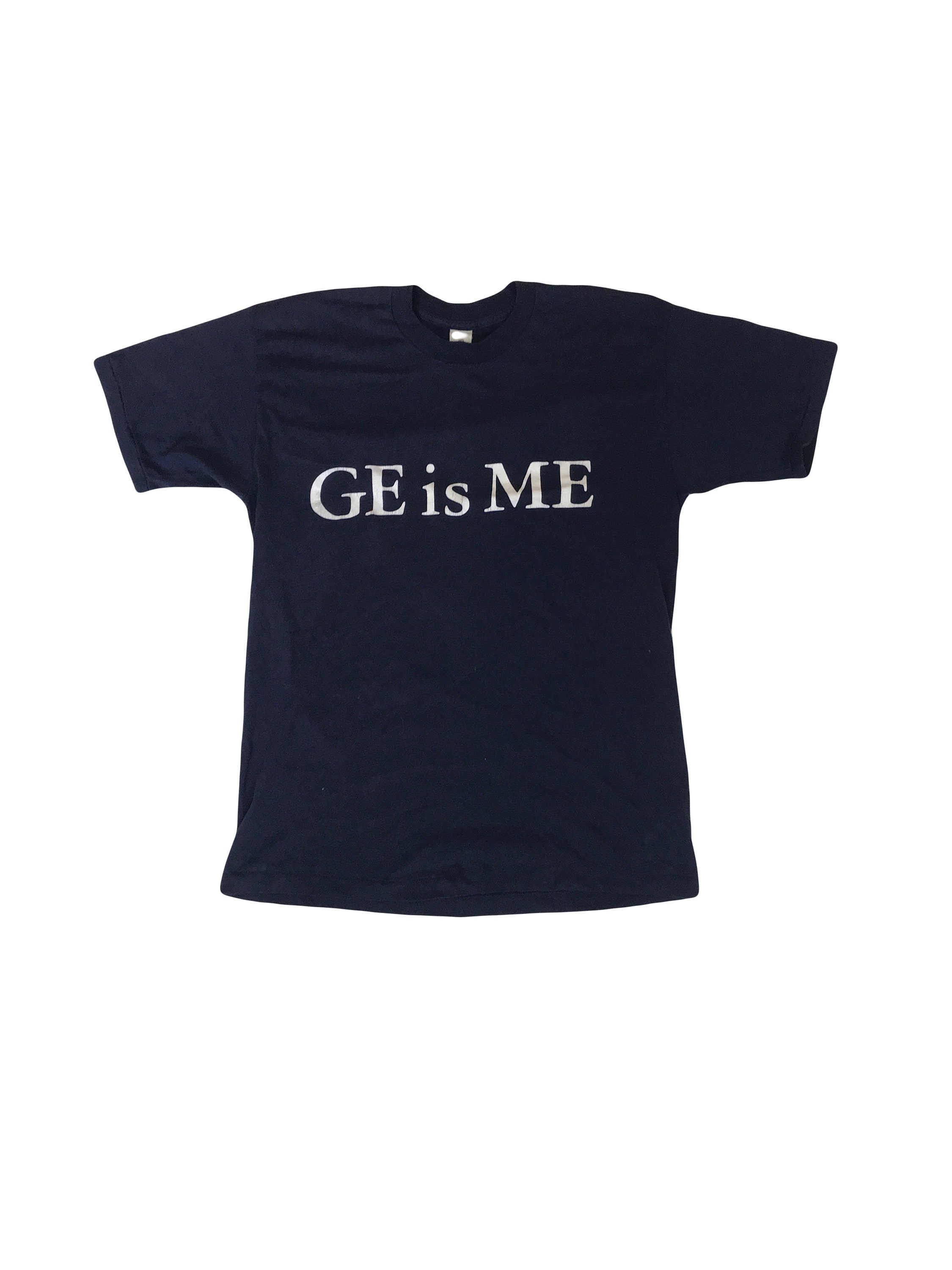 Vintage 90s quirky GE is ME souvenir USA navy blue promotional workers single stitch t shirt size medium