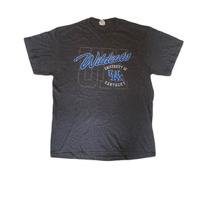 Vintage 90s Kentucky Wildcats USA college athletics souvenir dark grey marl t-shirt size large