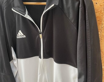 Vintage Y2K Adidas Men's Size XXL Black & White Track Jacket Zip
