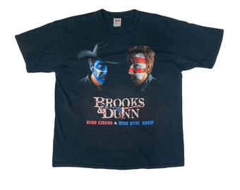 Vintage 90s Neon Circus USA Brooks & Dunn single stitch black t-shirt size XL by Anvil