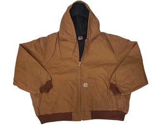 Vintage Y2K Tan Carhartt Active Workwear Jacket / Size 5XL / Streetwear / Distressed / Big & Tall / Oversized
