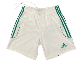 Vintage Y2K Adidas weiß grün gestreift Boston Celtic Irish Basketball Shorts Größe Medium