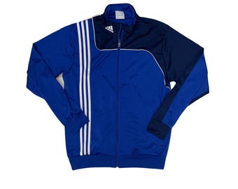 Vintage Y2K Adidas Track Jacket Blue White 3-stripes Full Zip