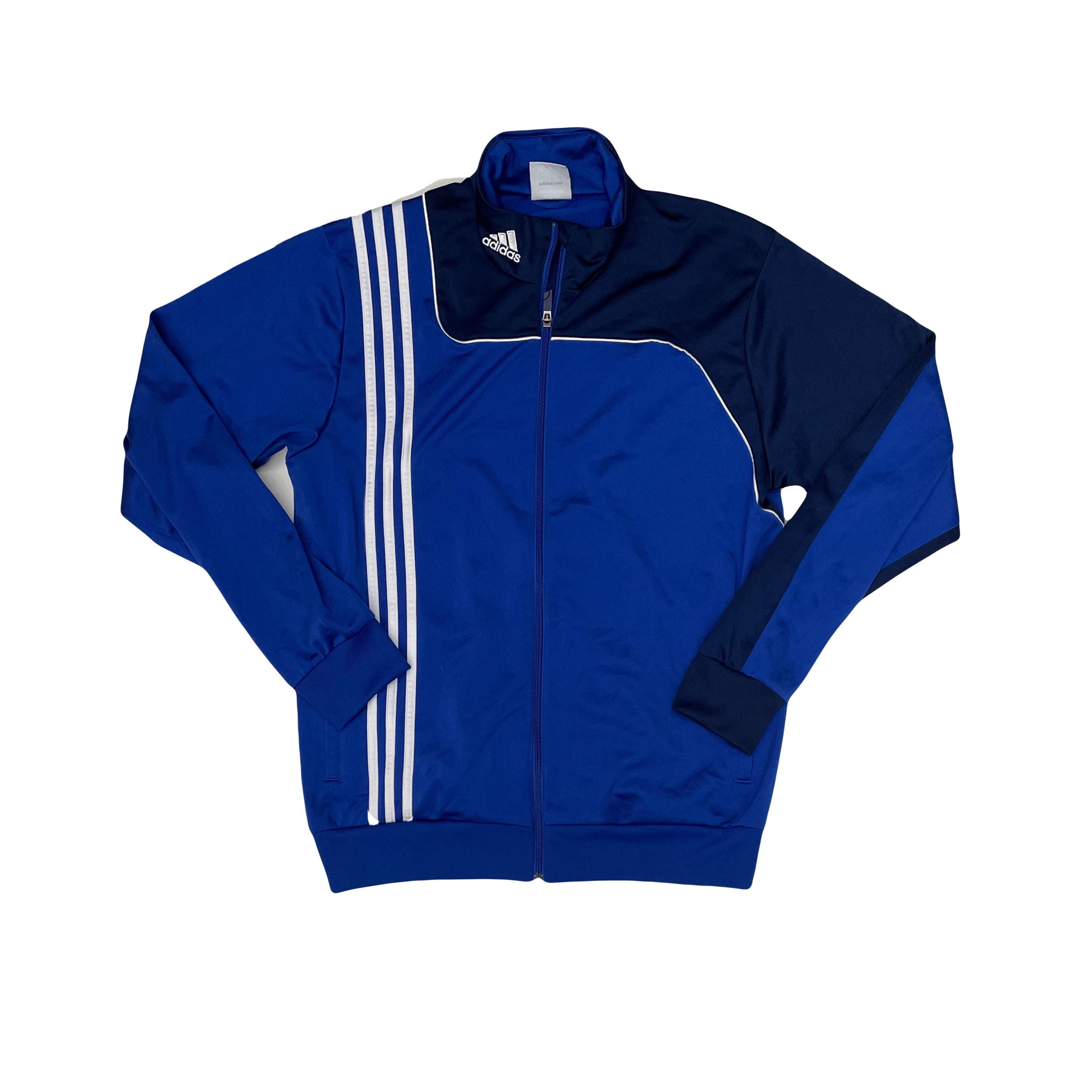 Vintage Y2K Adidas Track Jacket Blue White 3-stripes Full Zip