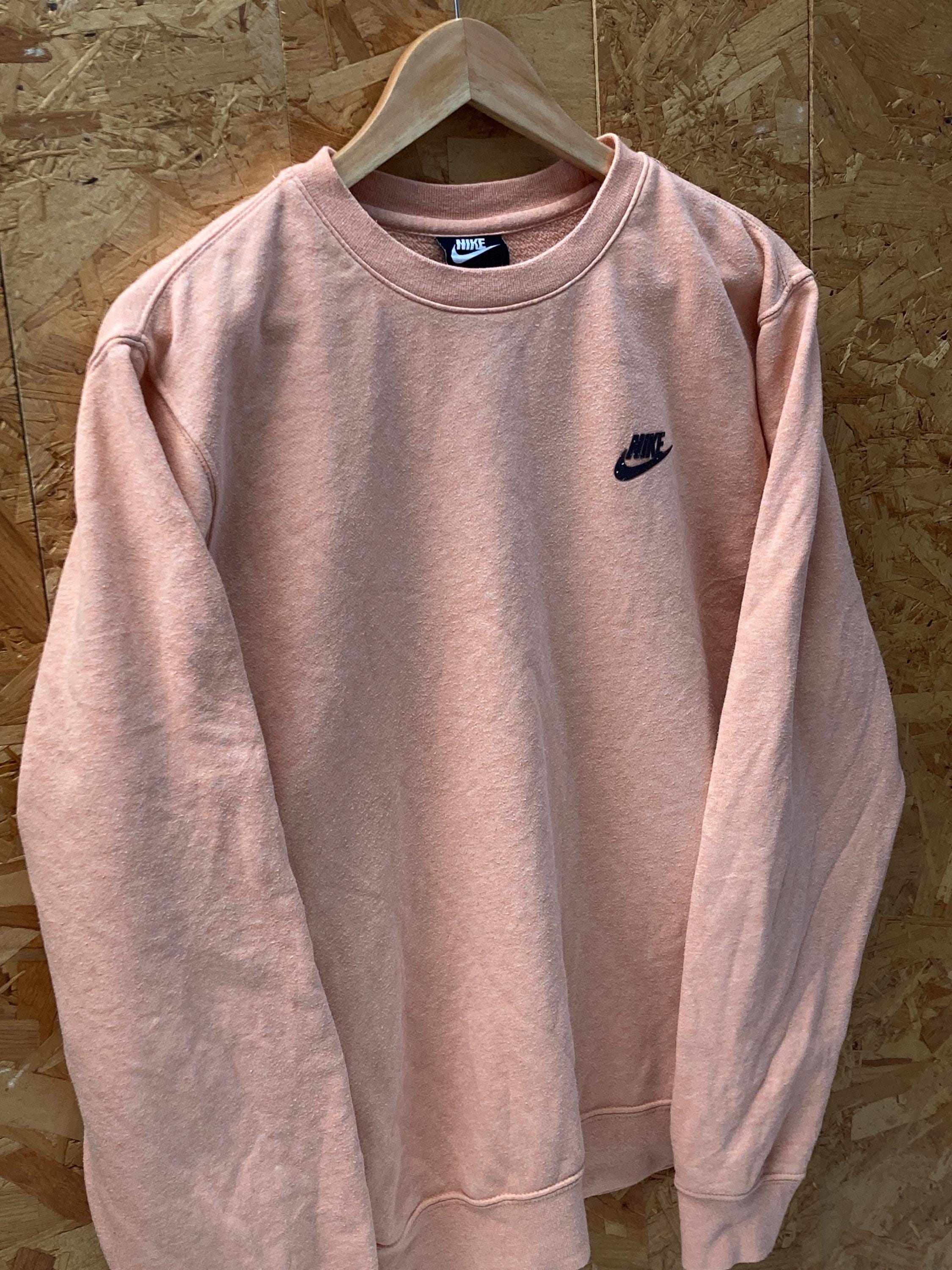 Vintage Y2K Nike Salmon Coral Pastel Pink Crew Neck Sweater Size 