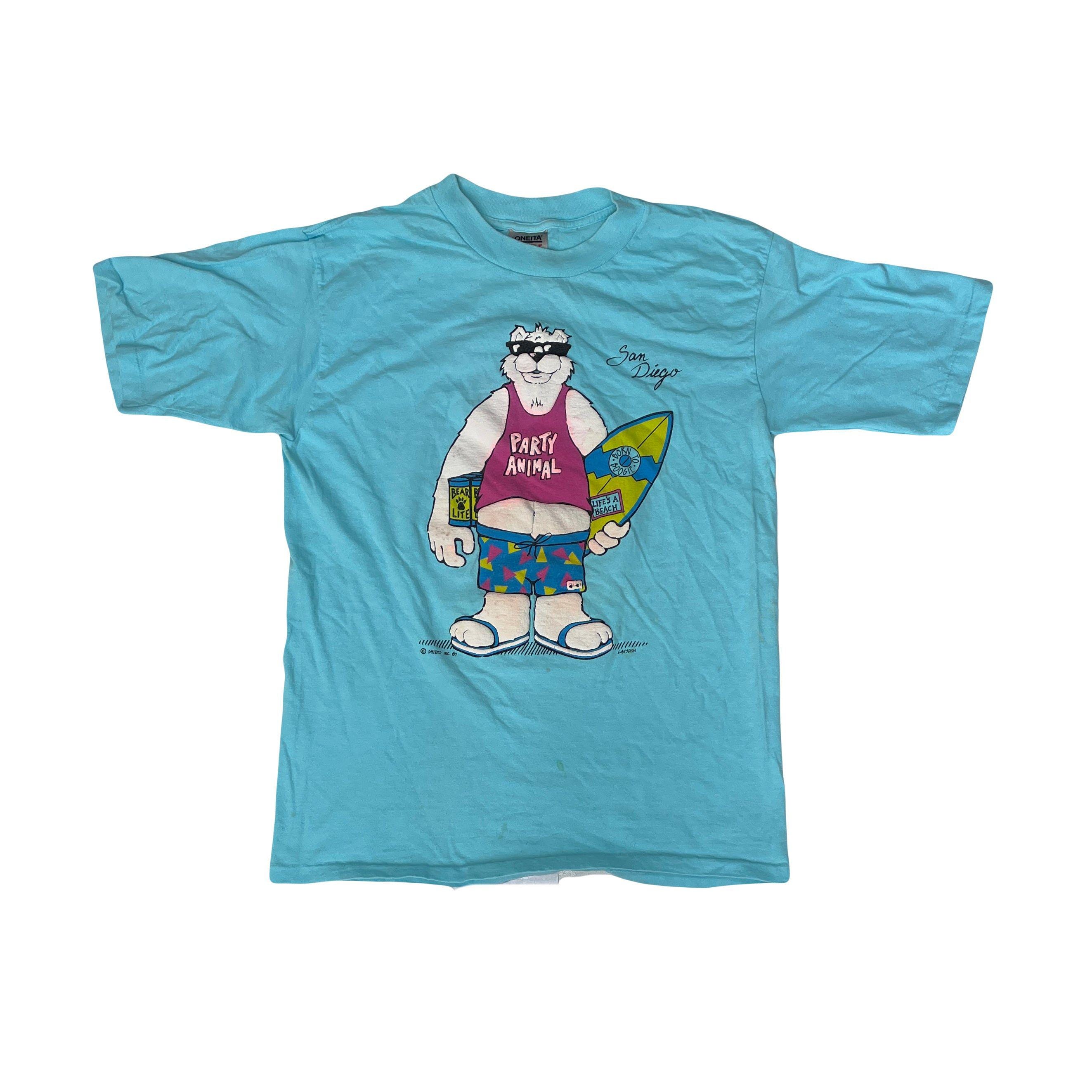 USA製 レイトロール ONEITA アニマルTシャツ シングルステッチ 90s Vintage 90s Oneita Power T Shirt L San Diego Party Animal Graphic