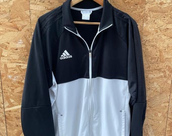 Vintage Y2K Adidas Men's Size XXL Black & White Track Jacket Zip