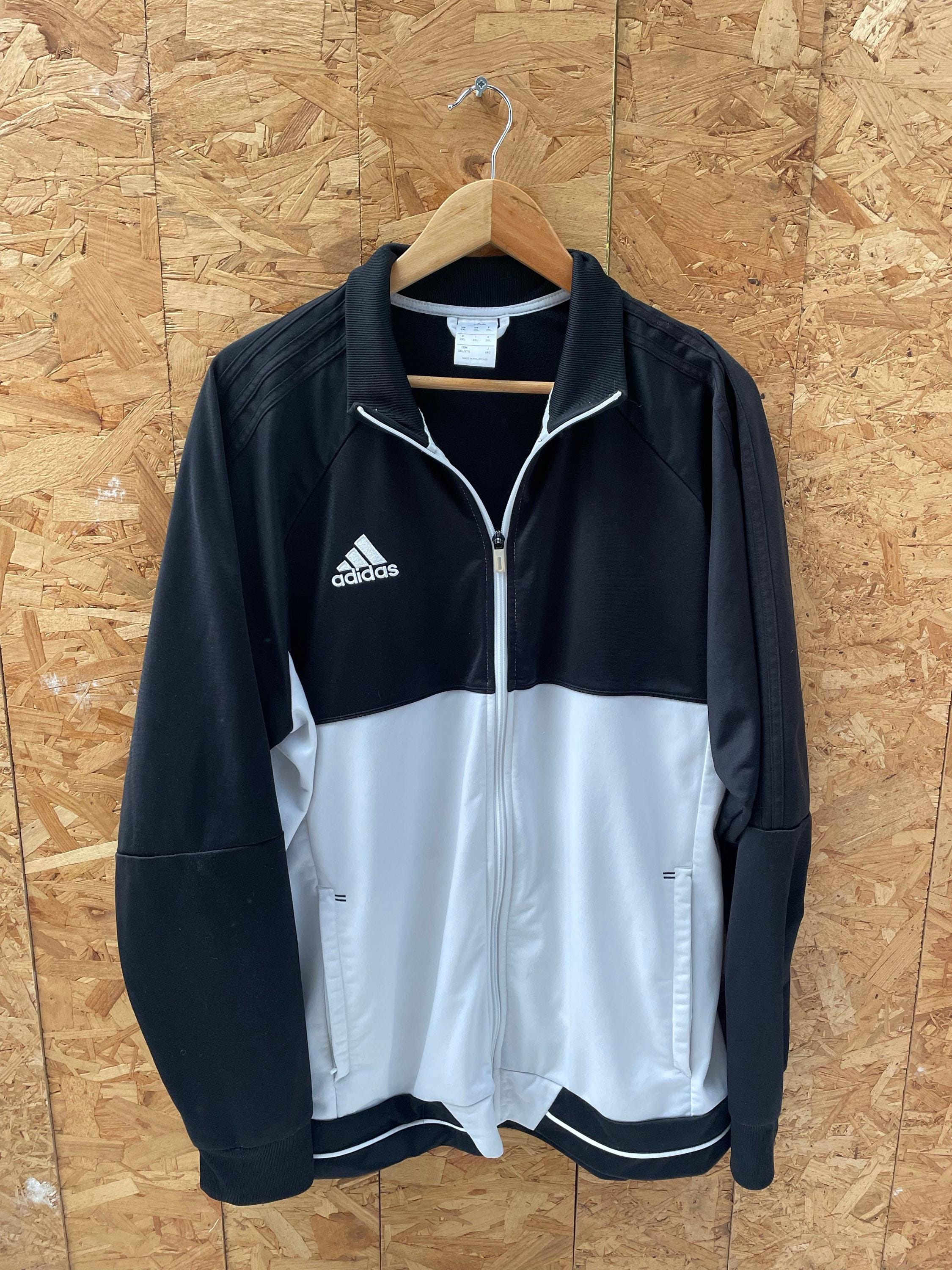 Vintage Y2K Adidas Men's Size XXL Black & White Track Jacket Zip