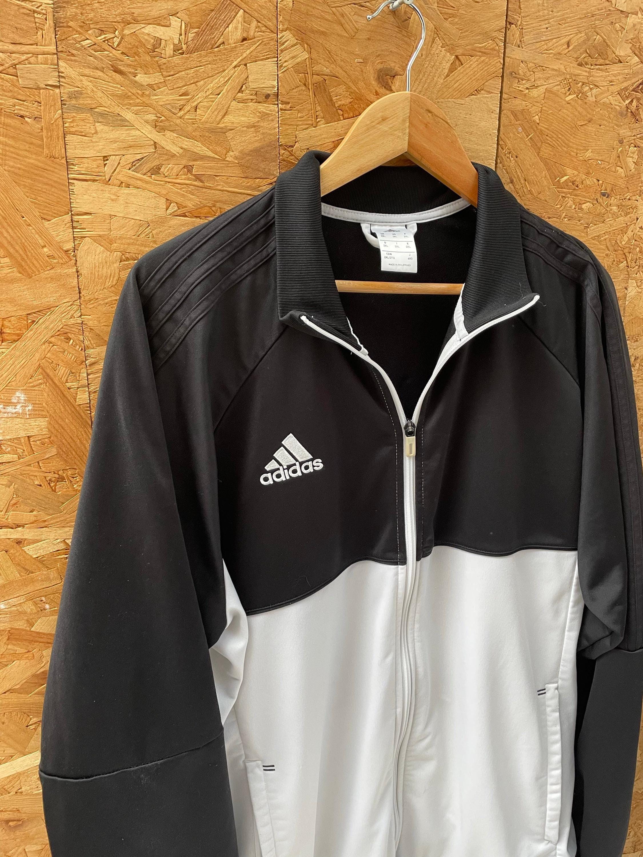 Vintage Y2K Adidas Men's Size XXL Black & White Track Jacket Zip