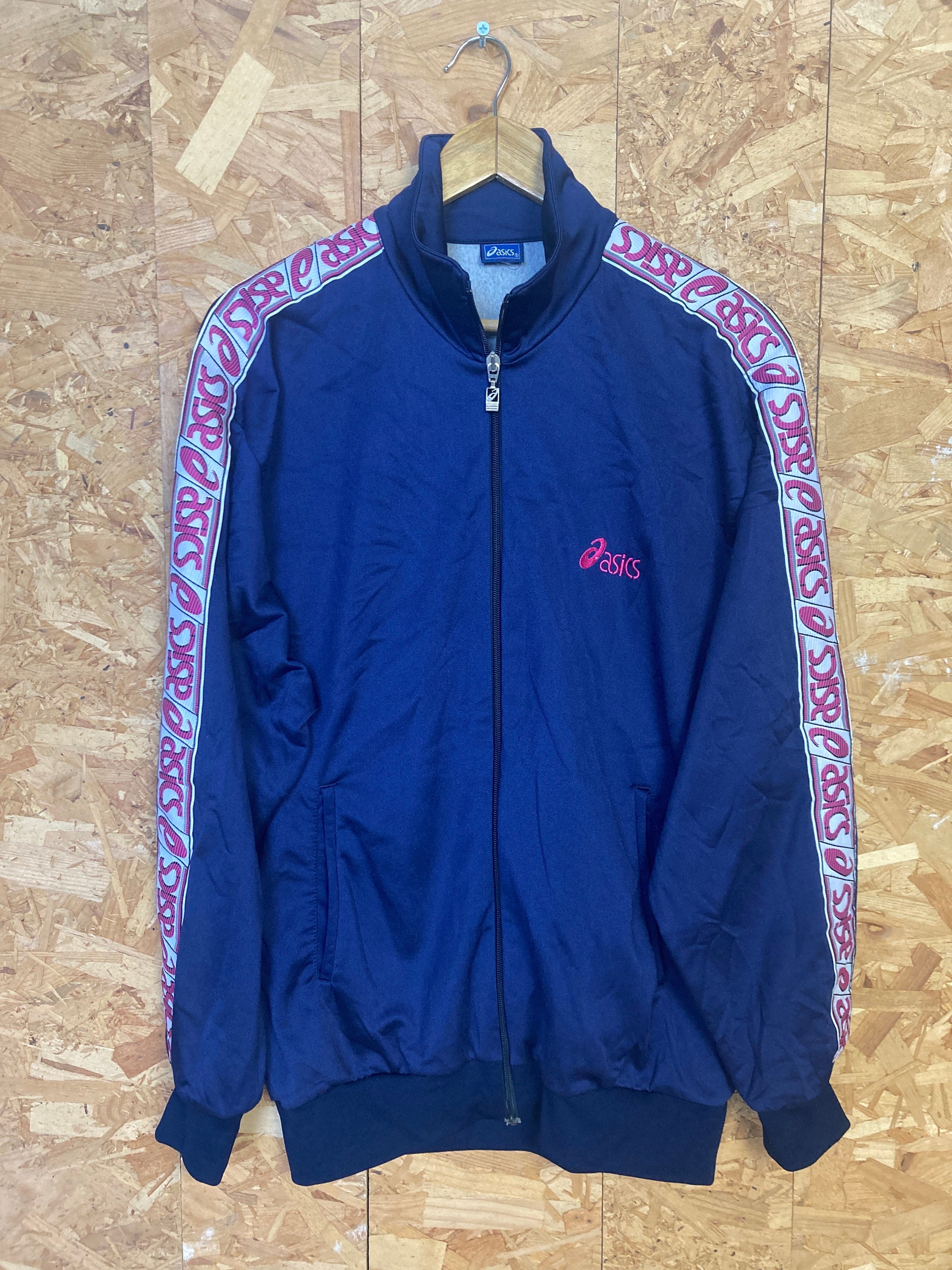 Vintage 90s ASICS Blue Navy Pink Gym Track Top and Trousers Vintage 90s ASICS Blue Navy Pink Gym Track Top and Trousers