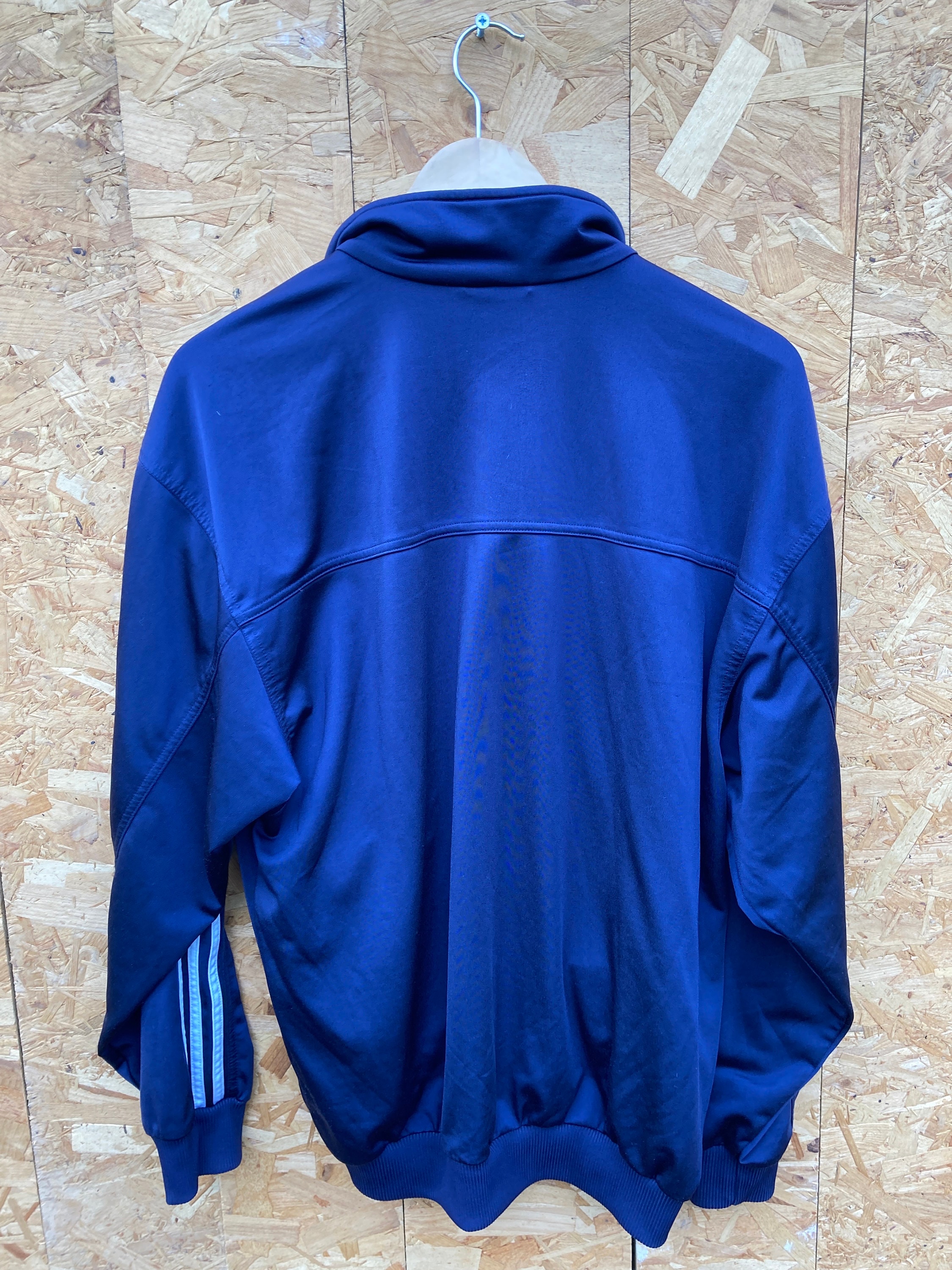 Vintage Y2K Adidas Zip Track Top Navy Blue With White