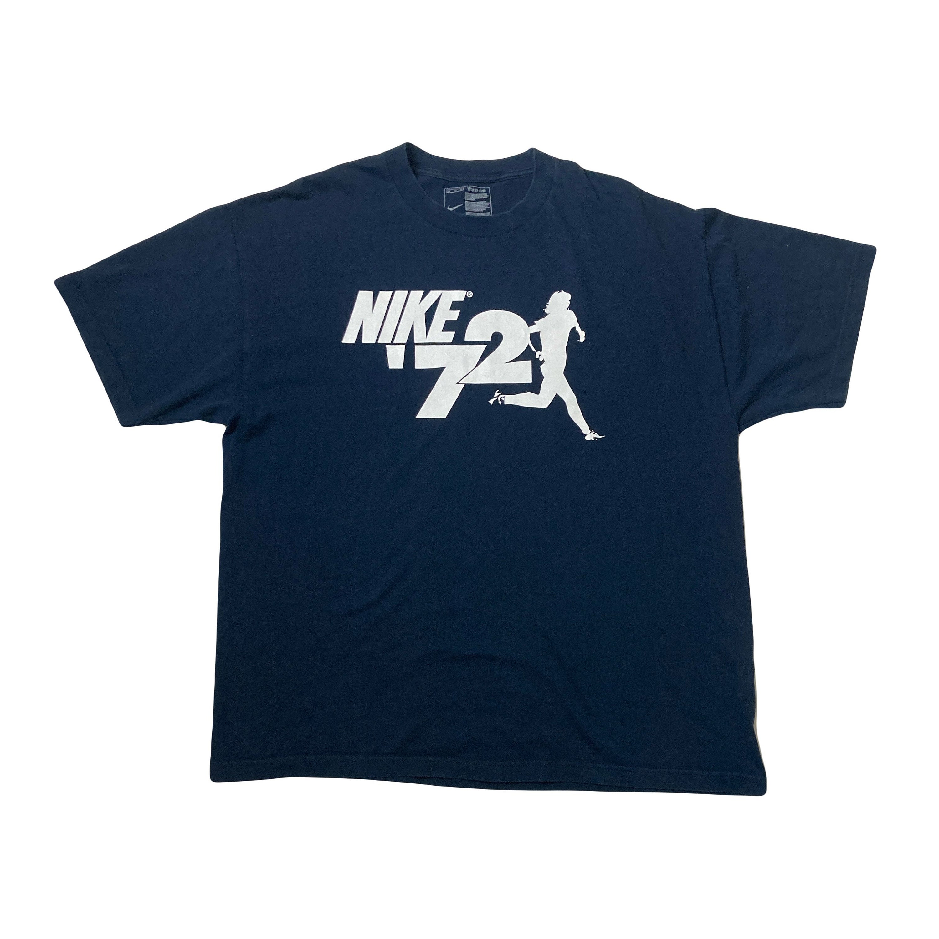 Vintage Y2K Nike 72 Running Logo on Navy Blue Oversized T Vintage Y2K Nike 72 Running Logo on Navy Blue Oversized T