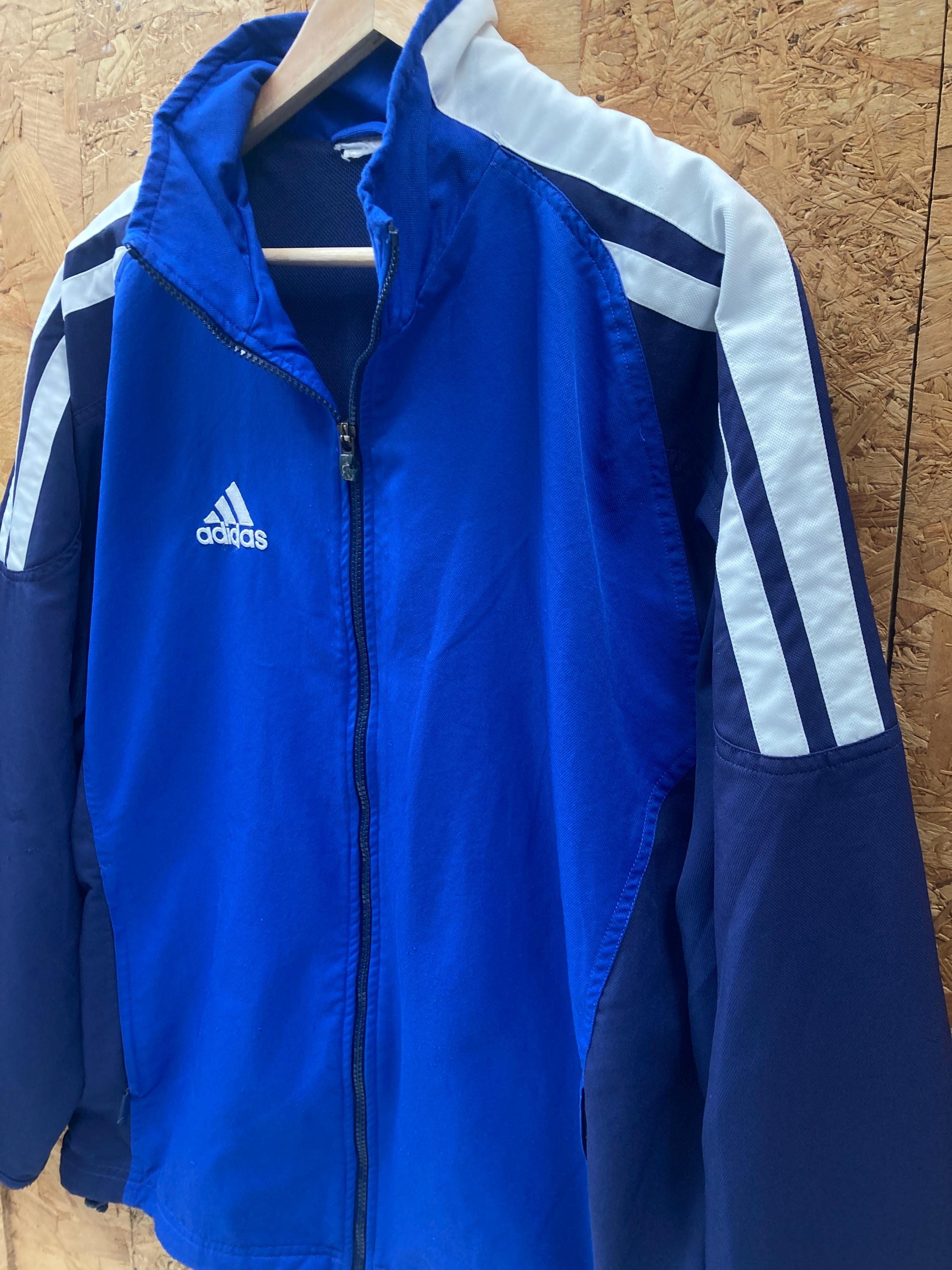 Vintage Y2K Navy Blue White Adidas Climalite Shell Track Jacket