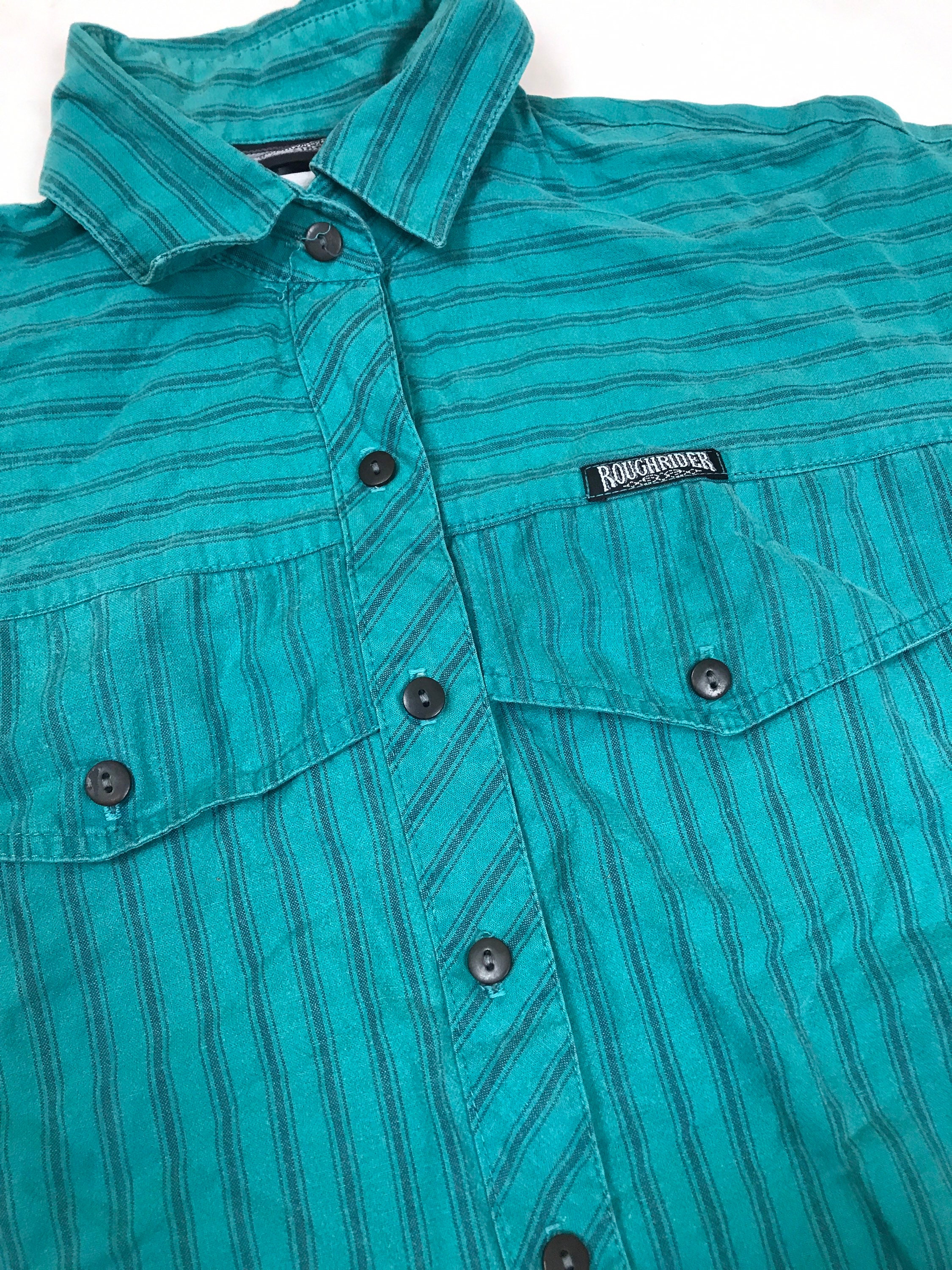 Chemise Western Vintage Roper Pour Femme – Taille L – Verte – Imprimé Aztèque – Excellent état