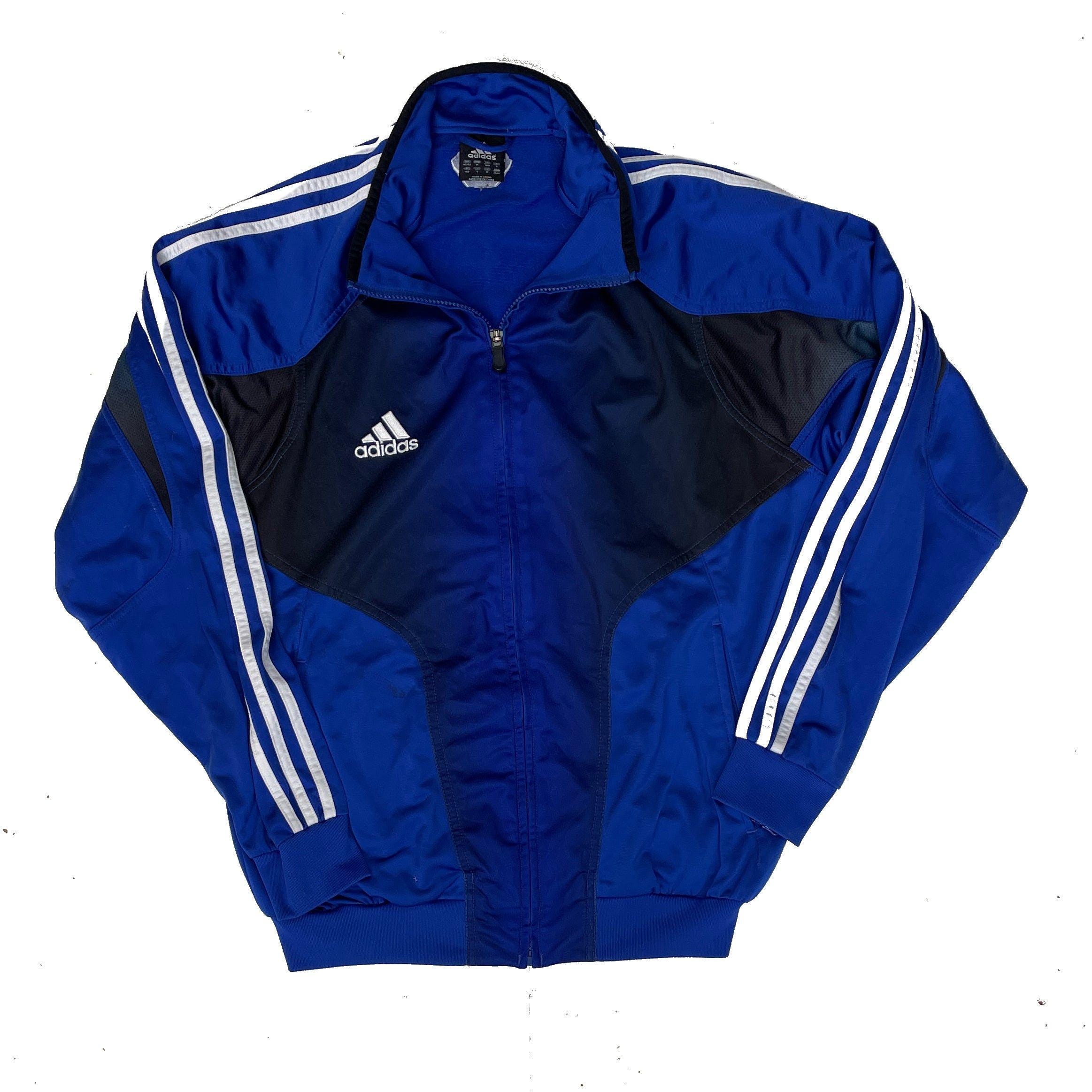 トップス 70s old  track jacket Y2K Vintage Y2K Adidas Men's Size M Blue Black Track Jacket With White