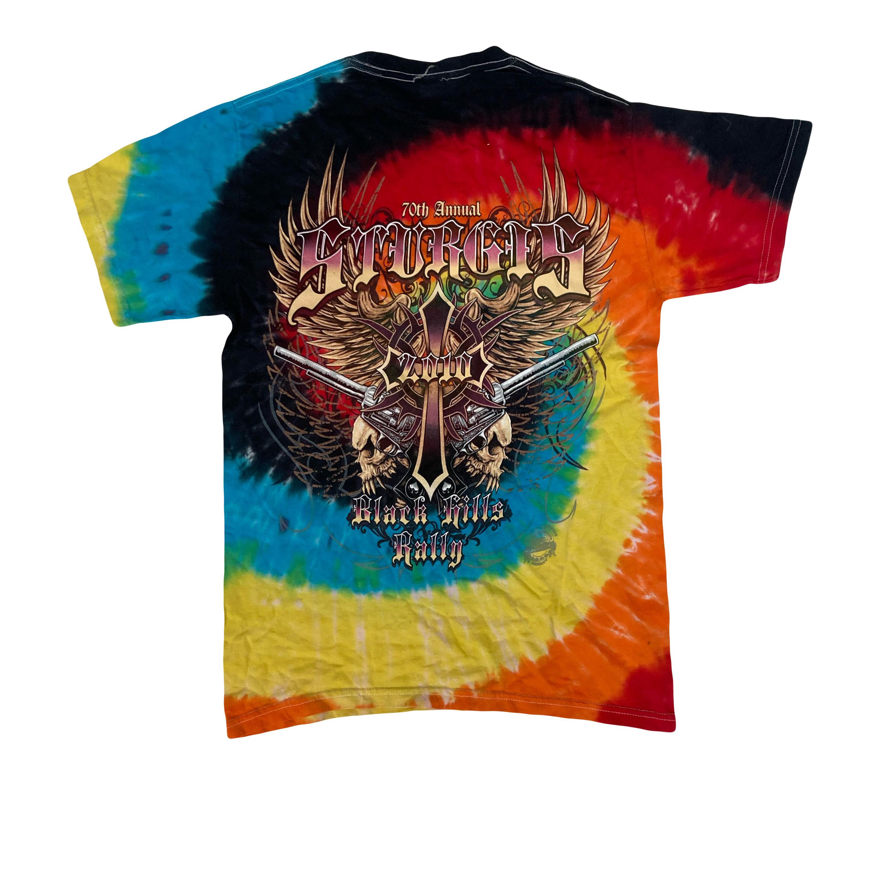 Vintage Sturgis Black Hills Biker Rally Tie-dye Swirl T-shirt Size