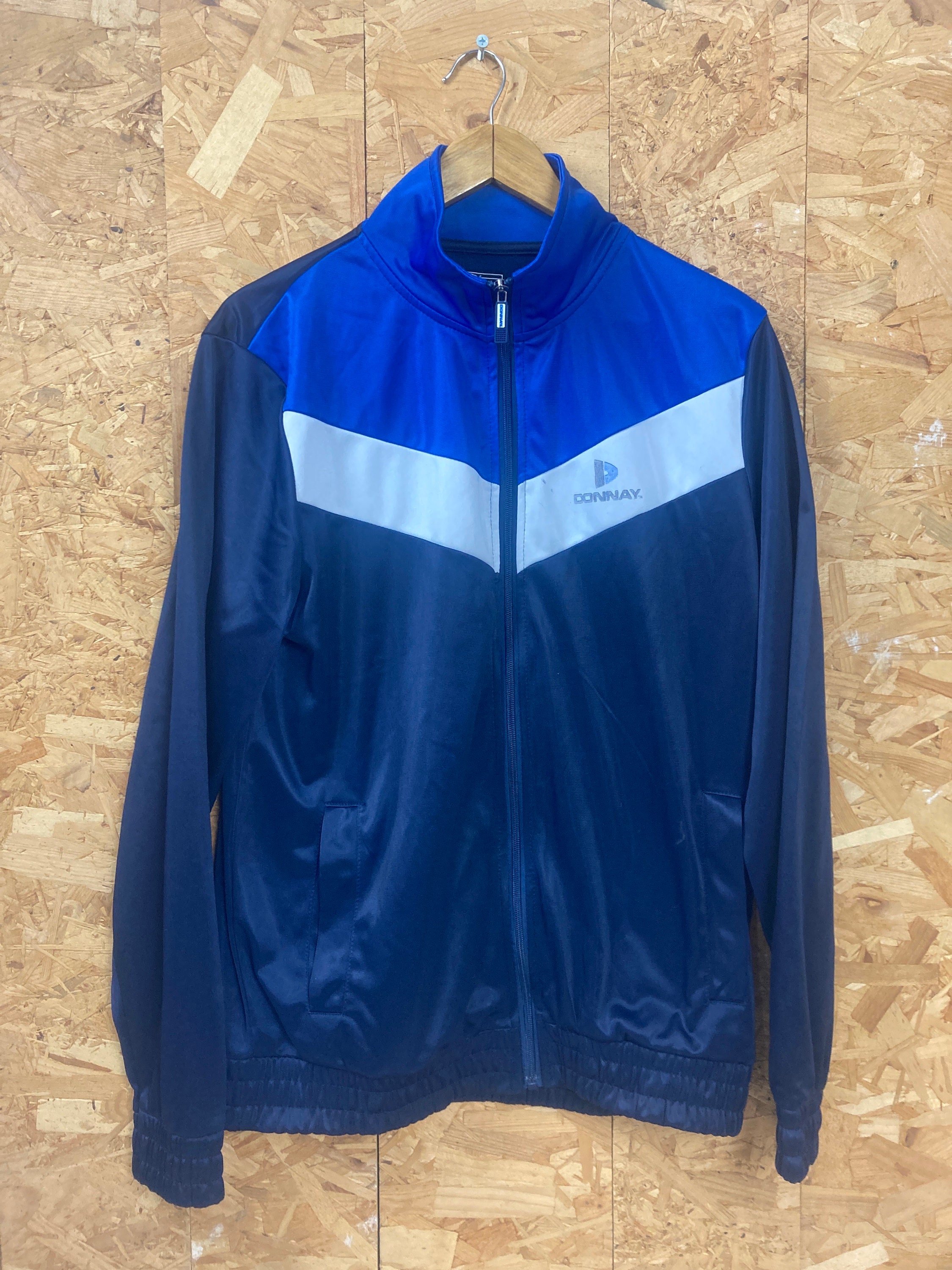 Vintage Y2K Donnay Blue Navy Blue White Sports Track Top and