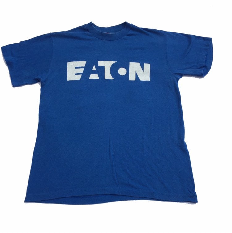 トップス 1950s EATON'S Sportswear vintage shirt Vintage 90s Eaton 13 USA College Sports Souvenir Mid Blue