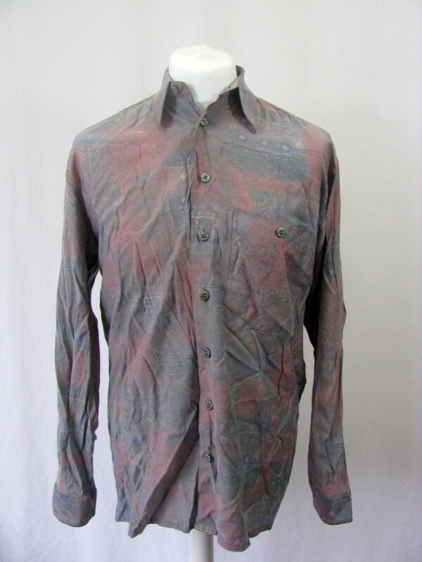 Image of Vintage 80's Abstract Wavy Ugly Pastel Print Shirt