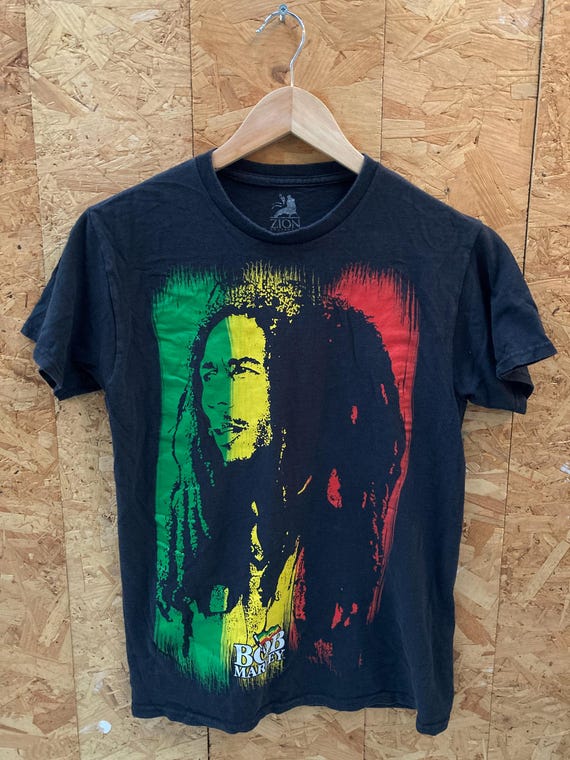 Vintage Y2K Bob Marley Souvenir Black Green Yellow T-shirt Size