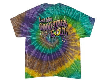 Vintage Karneval Tie Dye T-Shirt XL Multicolor Let the Good Times Roll