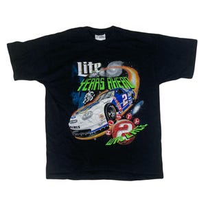 Vintage 90s Miller Lite years ahead Rusty Wallace alien graphic Nascar black race t-shirt size large by Competitors View