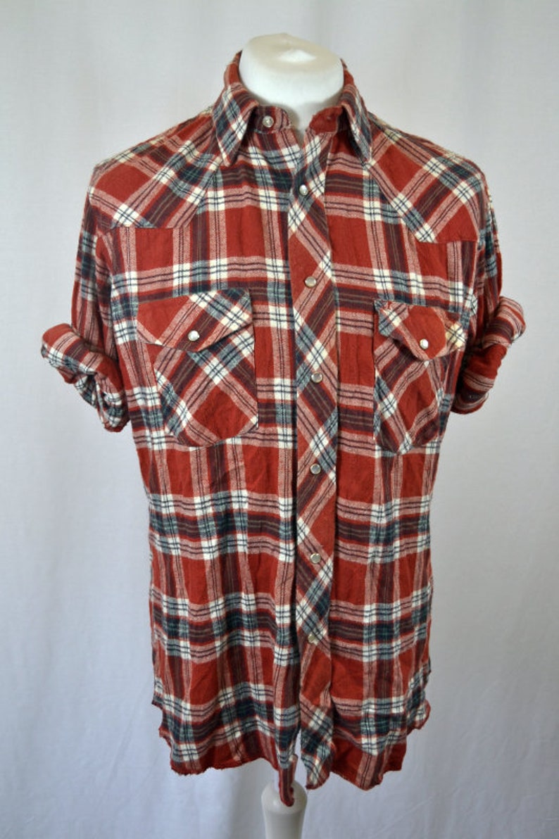 Wrangler 90s Vintage Western Cowboy Red Check Shirt Size Large - Etsy