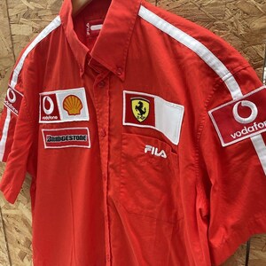 Vintage Fila Ferrari Racing Team Kurzarm Button Up Shirt Herren L Rot Bild 4