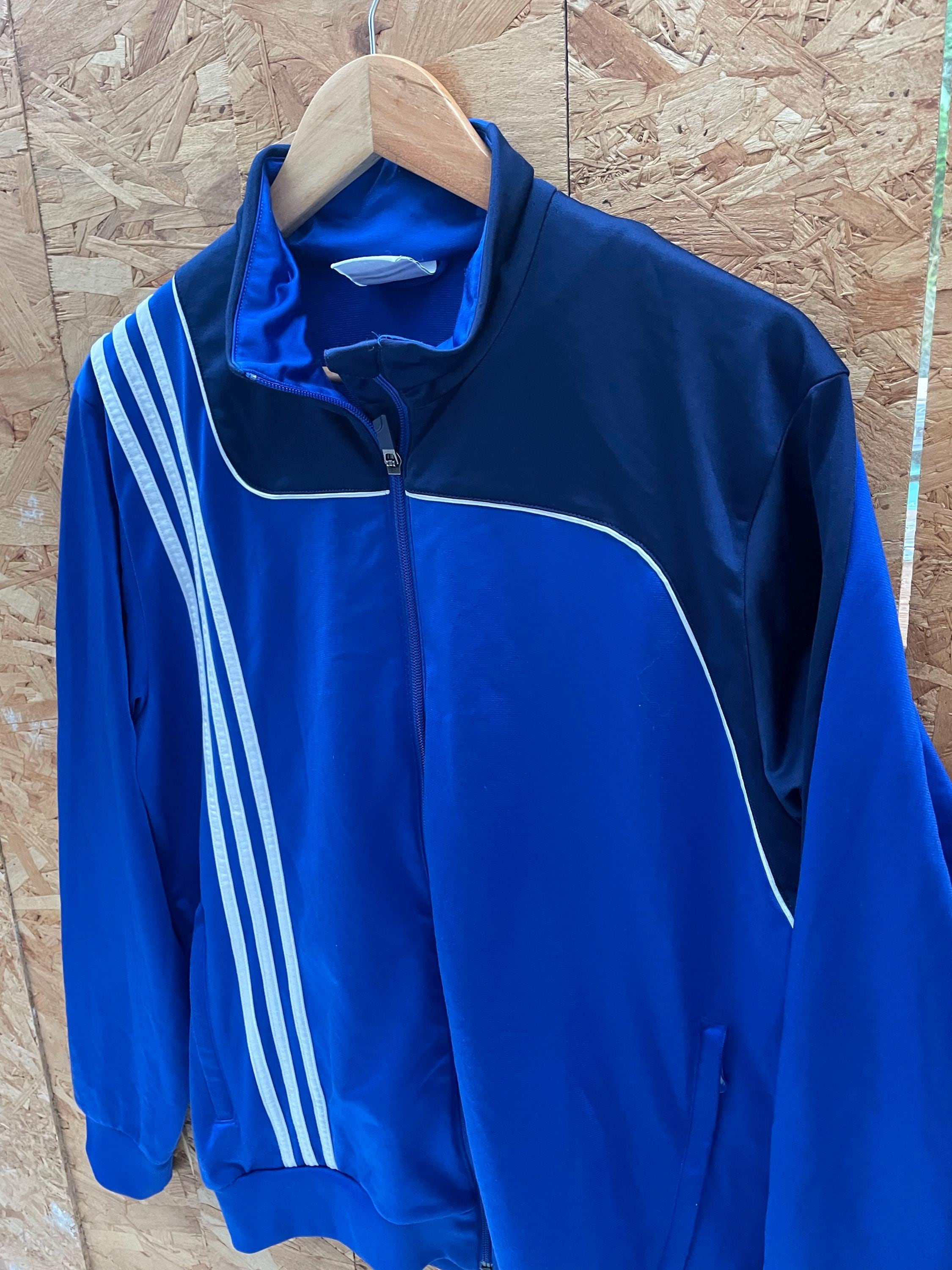 Vintage Y2K Adidas Track Jacket Blue White 3-stripes Full Zip