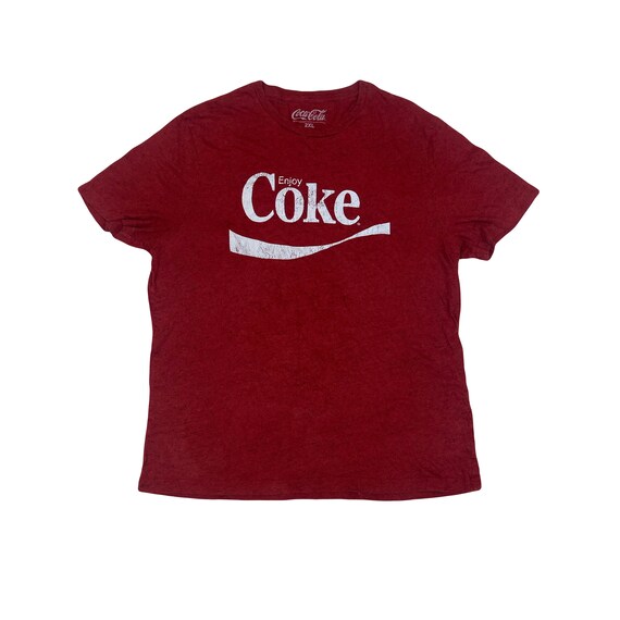 Vintage Y2K Coca-cola Enjoy Coke USA Red Grained T Shirt Size XXL
