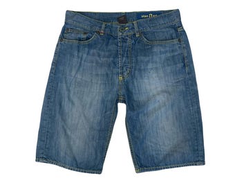 Vintage Y2K denim yellow stitching hip hop jorts jeans shorts size 33” by Stan Dart